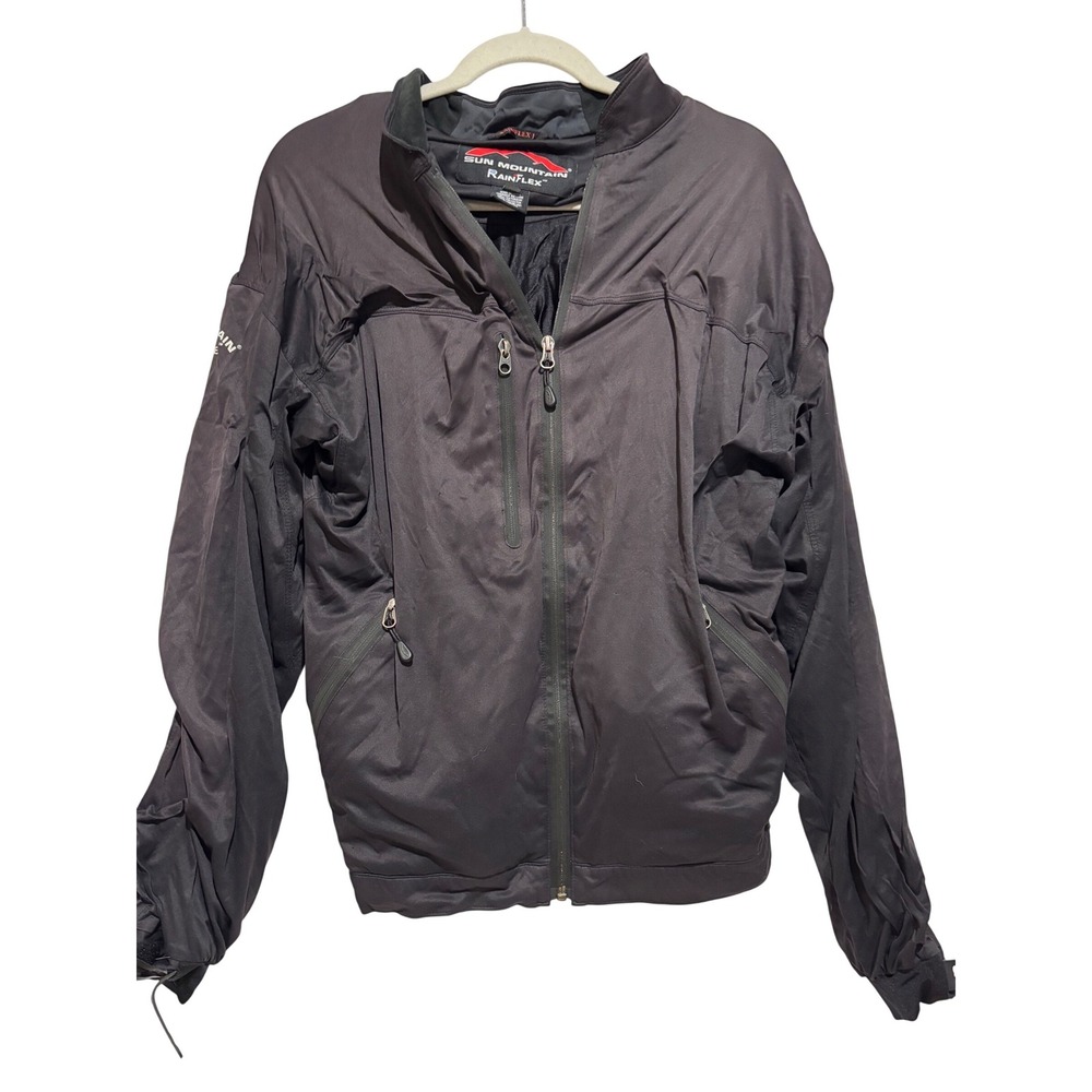 Sun Mountain RainFlex Golf Jacket Mens XL Black Full‎ Zip Lightweight Outerwear